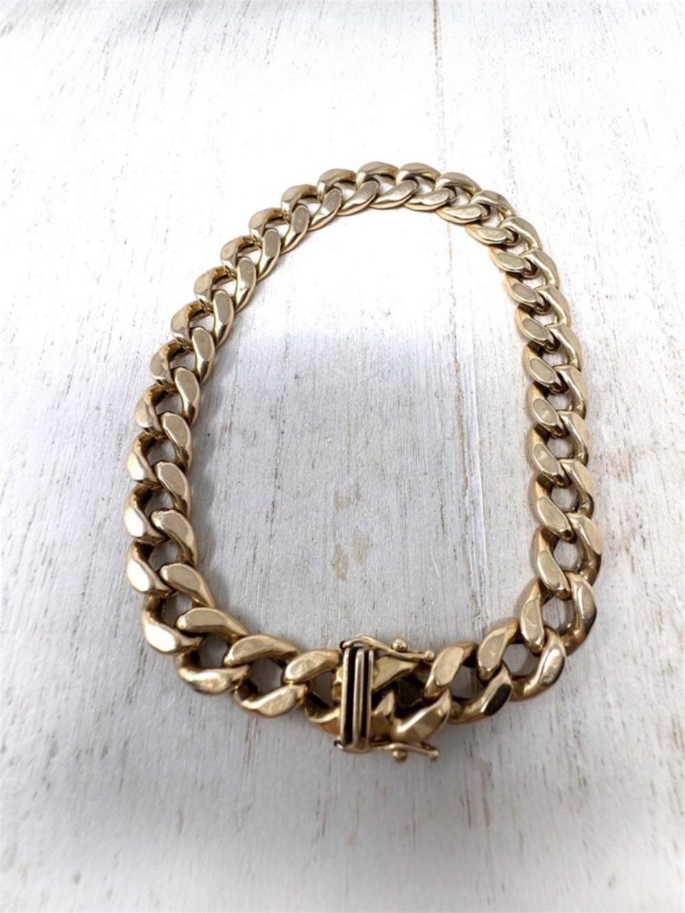 14K yellow gold Cuban link bracelet, unisex, 21.6G